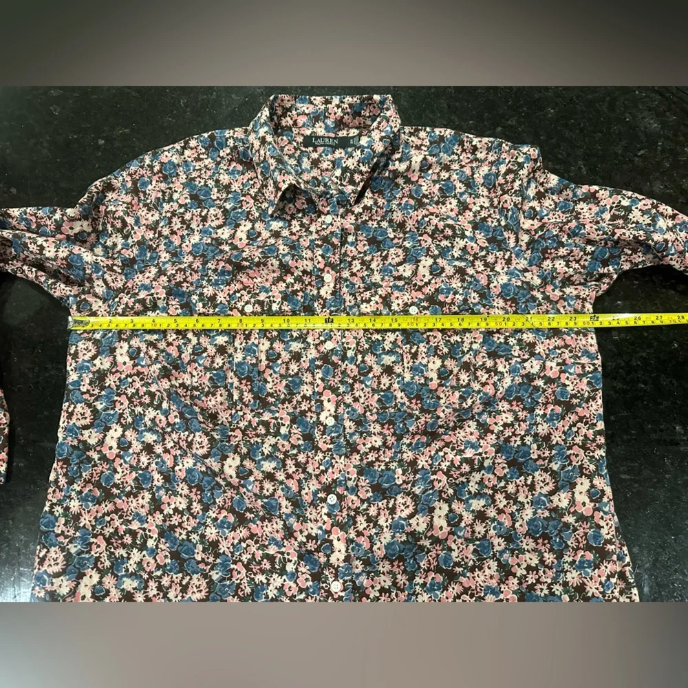 Ralph Lauren Pink and Blue Floral Cotton Shirt Sz XL - Picture 7 of 8